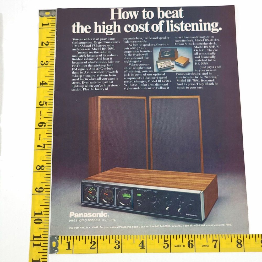 Vintage Panasonic AM/FM RE-7680 Full-Color Print Ad Nov 1972 Car Craft Magazine